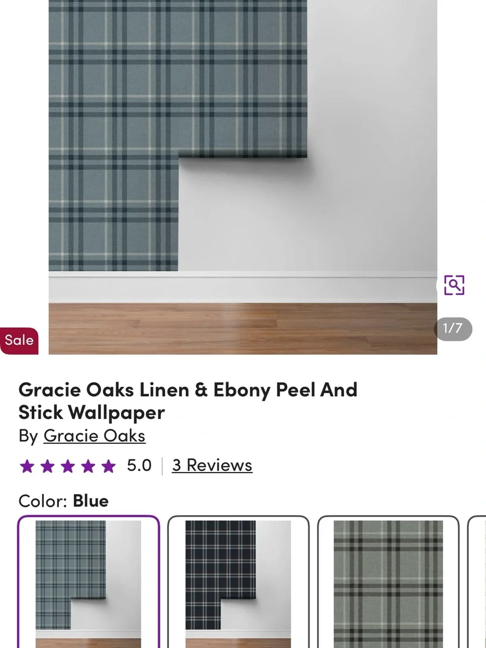 Gracie Oaks Linen & Ebony Plaid Peel-and-Stick Wallpaper